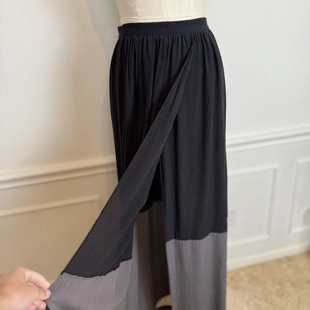 ALICE OLIVIA X STACEY BENDET Maxi Long Silk Skirt Colorblock Size S Casual Chic